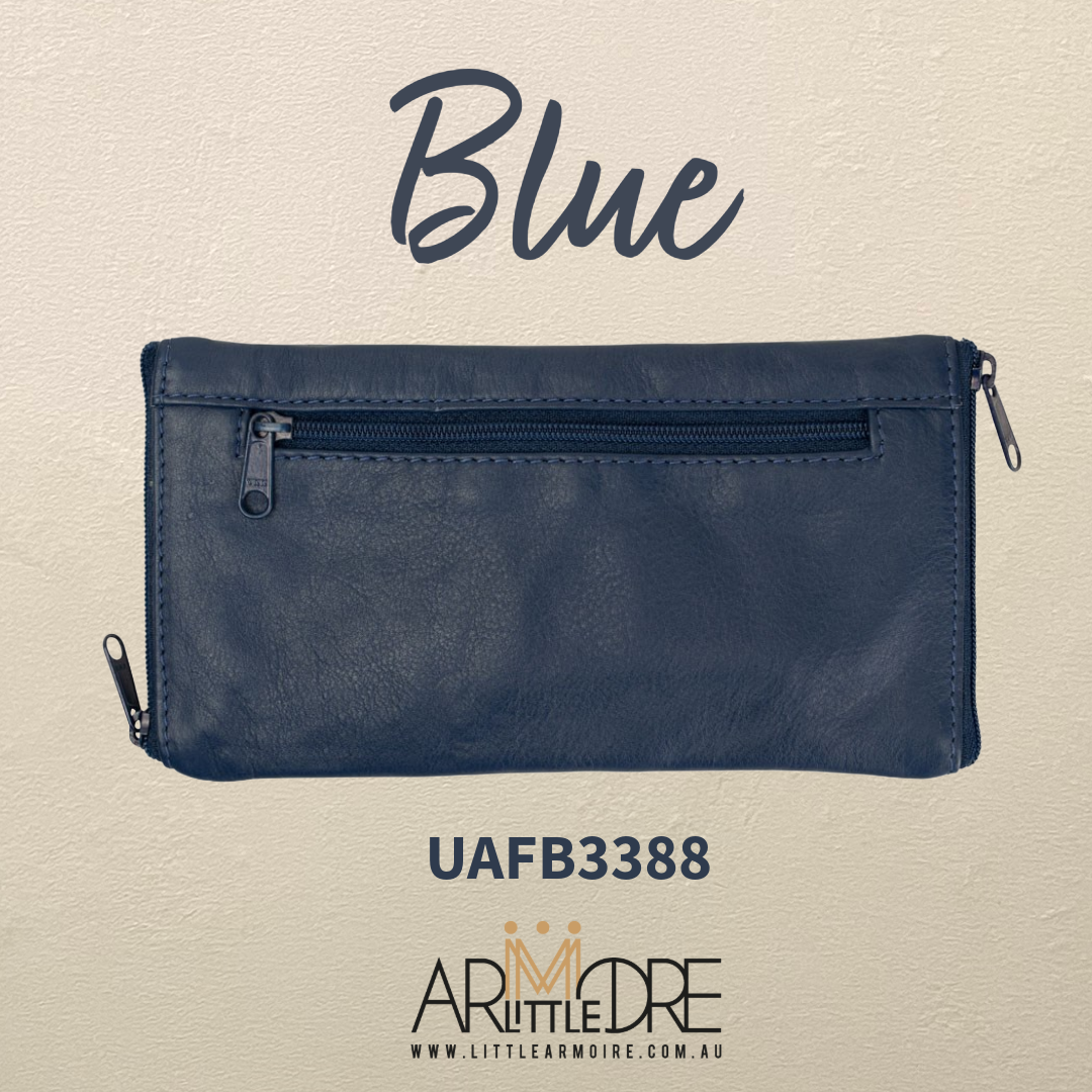 Soft Leather Double Sided Glasses Case with side pocket FB-3388 - 3 zip (UAFB3388)