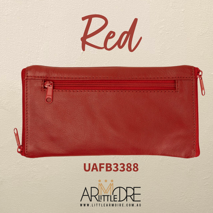 Soft Leather Double Sided Glasses Case with side pocket FB-3388 - 3 zip (UAFB3388)