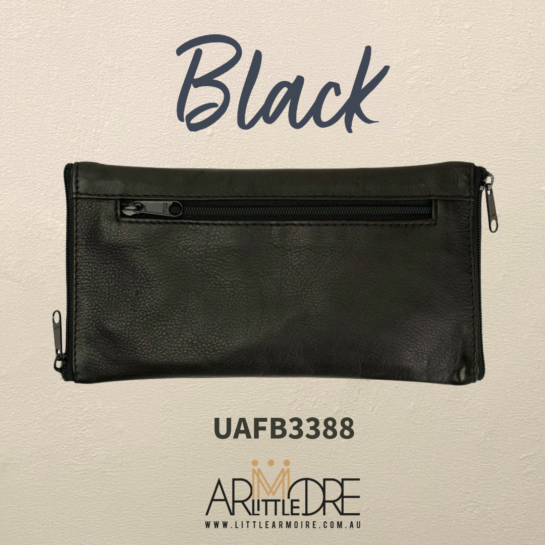Soft Leather Double Sided Glasses Case with side pocket FB-3388 - 3 zip (UAFB3388)