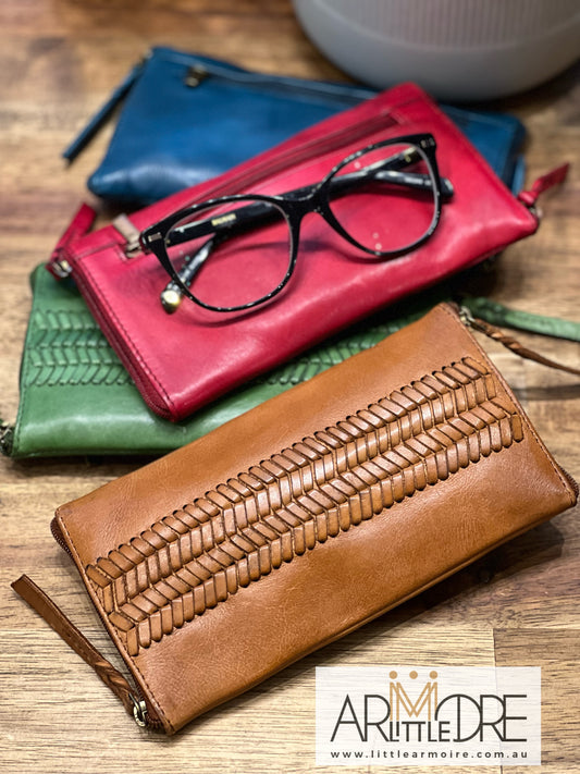 Vintage Woven Design Double Sided Glasses Case with extra rear zipped pocket LA-6233W (UALA6233W)