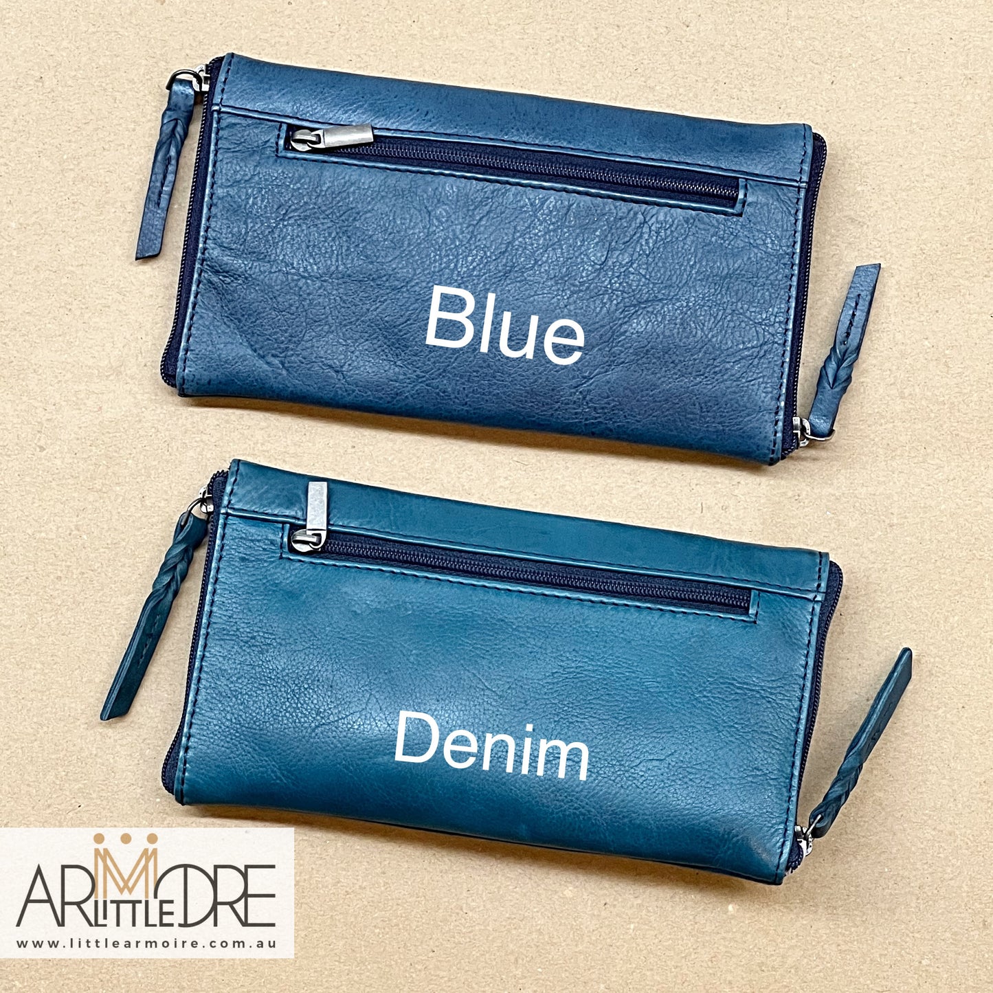 Washed Leather Double Sided Glasses Case with extra rear zip pocket LA-6238 (UALA6238)