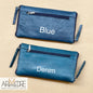 Washed Leather Double Sided Glasses Case with extra rear zip pocket LA-6238 (UALA6238)