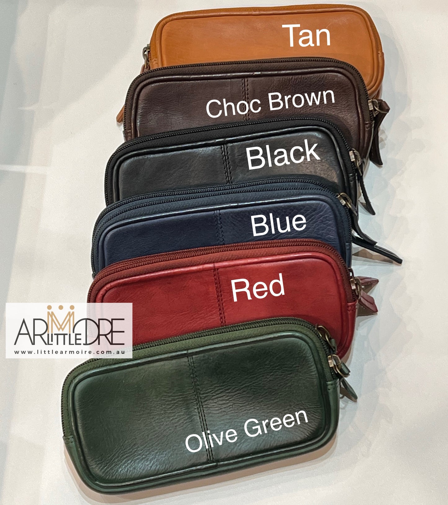 Washed Leather Dual‑Zip Glasses Case LA-6285 (UALA6285)