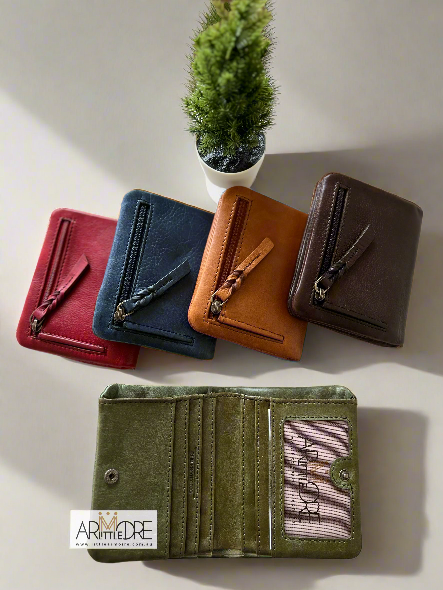 Small Compact Washed Leather Wallet MP80 (UAMP80)