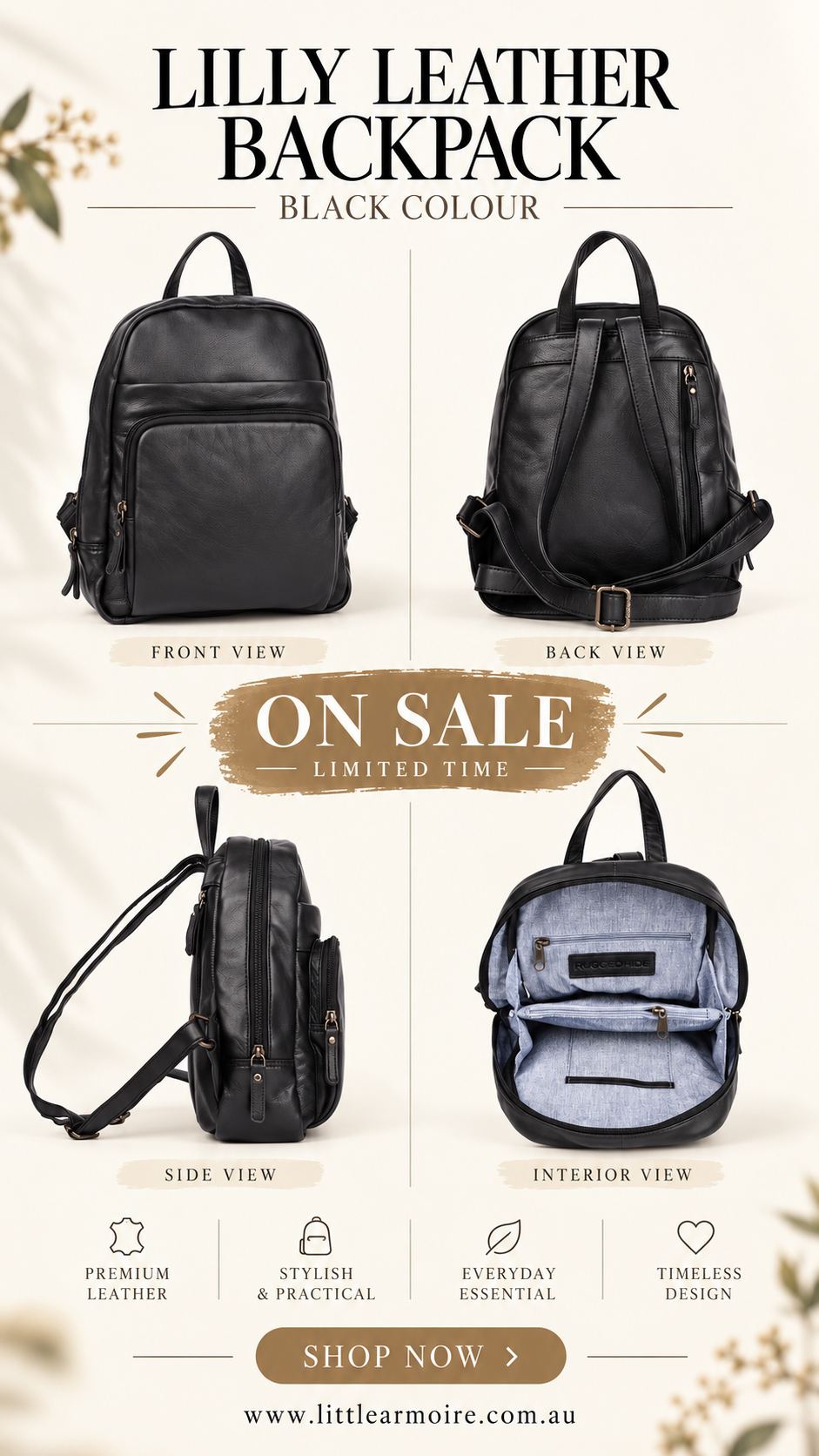 UARH472 Ladies Leather Backpack