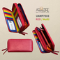 Dual-Zip around Full Size Multi Colour Leather Wallet UAMP7503