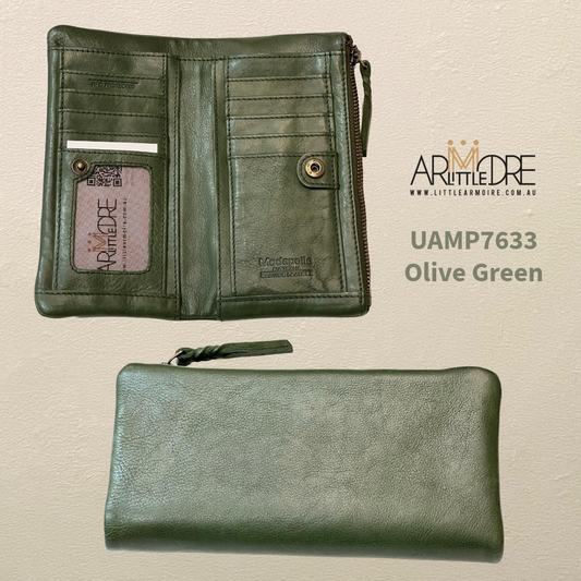 Soft Washed Leather Wallet with press stud UAMP7633