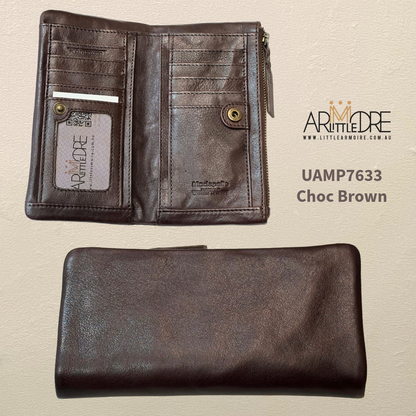 Soft Washed Leather Wallet with press stud UAMP7633