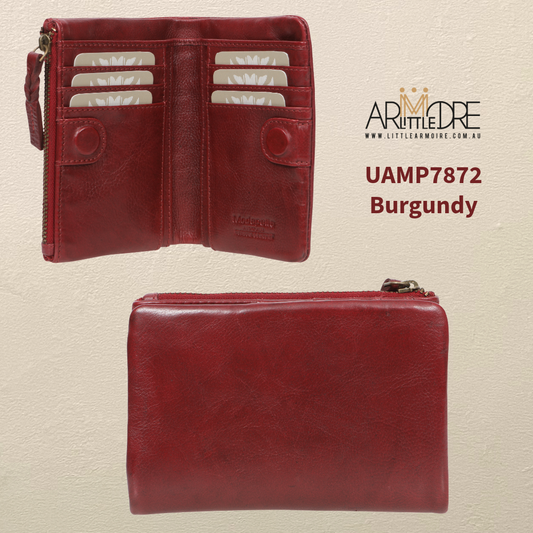Soft Washed Leather Medium Size Wallet with magnetic UAMP7872
