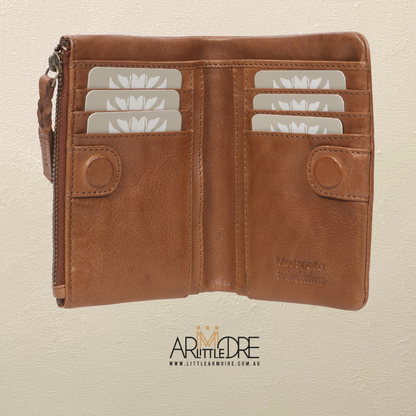 Soft Washed Leather Medium Size Wallet with magnetic UAMP7872