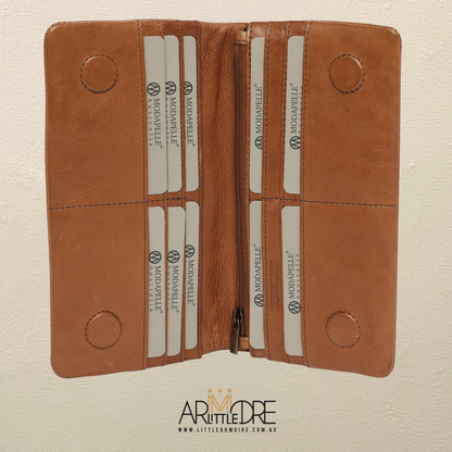 Soft Washed Leather Bid Fold Full Size Wallet with magnetic UAMP7887