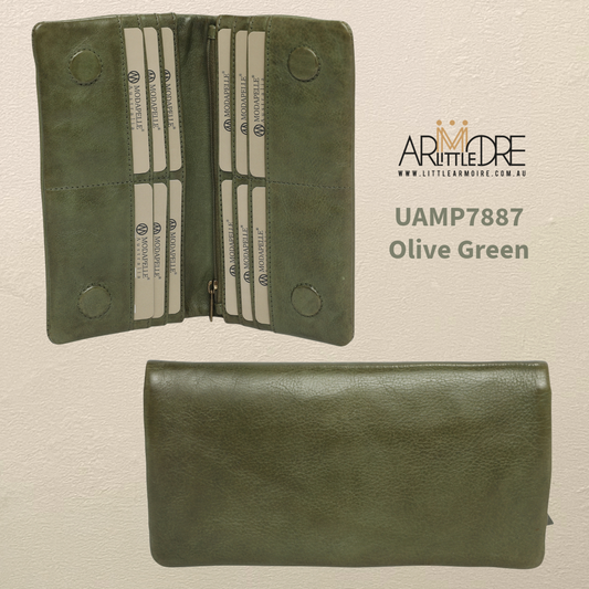 Soft Washed Leather Bid Fold Full Size Wallet with magnetic UAMP7887