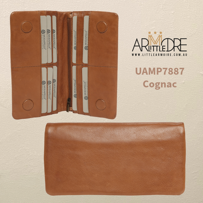 Soft Washed Leather Bid Fold Full Size Wallet with magnetic UAMP7887