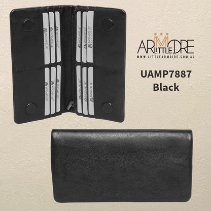 Soft Washed Leather Bid Fold Full Size Wallet with magnetic UAMP7887