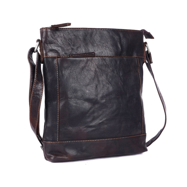 Unisex Structured Leather Crossbody Bag MELBOURNE - UARH1545