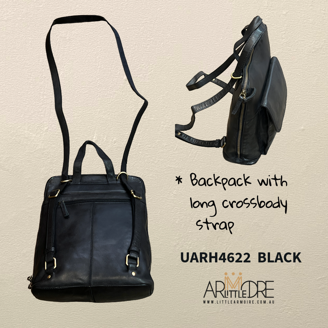 black leather backpack australia womens Ladies Leather Backpack / Crossbody UARH4622 – Little Armoire Tasmania ONLINE