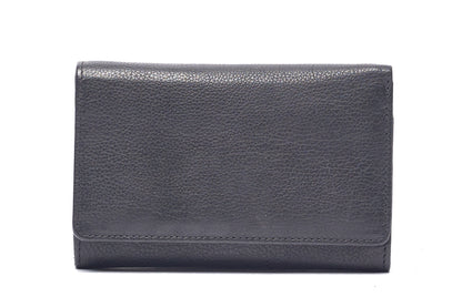 Soft Small Bifold Delta Leather Wallet with press stud UARH482