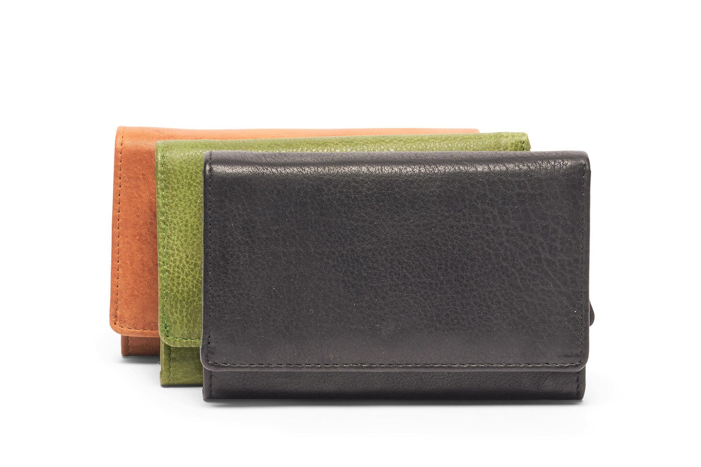 Soft Small Bifold Delta Leather Wallet with press stud UARH482