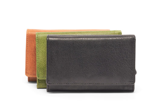 Soft Small Bifold Delta Leather Wallet with press stud UARH482