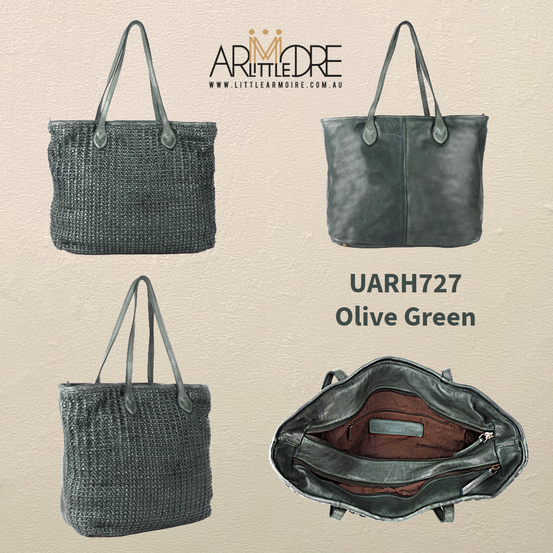 Large Woven Leather Shopper Shoulder Bag UARH727 Kalgoorlie