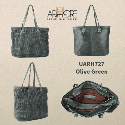 Large Woven Leather Shopper Shoulder Bag UARH727 Kalgoorlie
