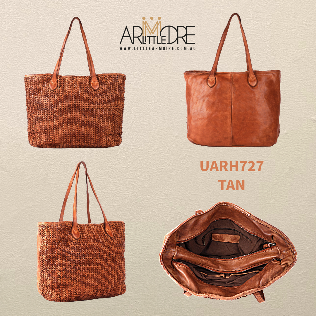 Large Woven Leather Shopper Shoulder Bag UARH727 Kalgoorlie