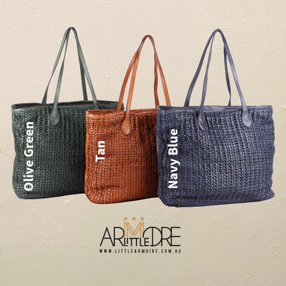 Large Woven Leather Shopper Shoulder Bag UARH727 Kalgoorlie