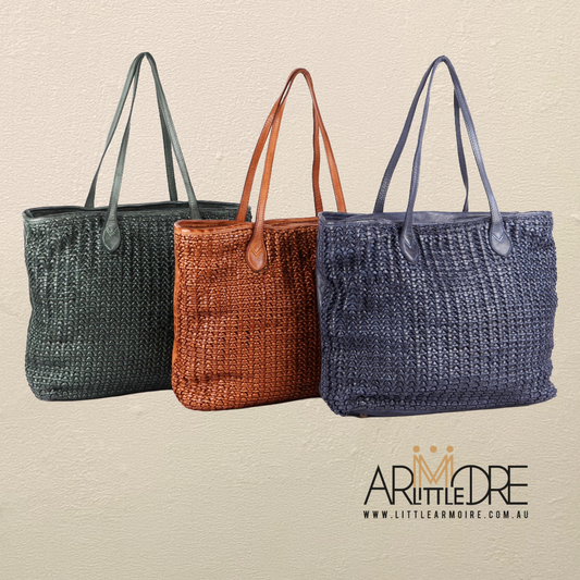 Large Woven Leather Shopper Shoulder Bag UARH727 Kalgoorlie