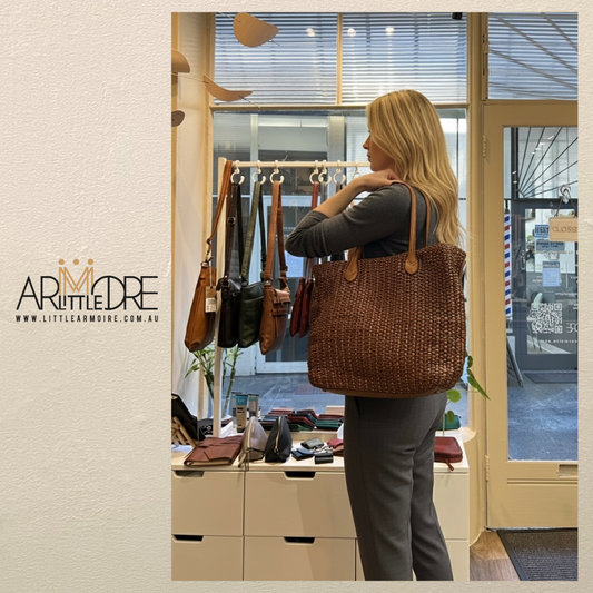 Large Woven Leather Shopper Shoulder Bag UARH727 Kalgoorlie