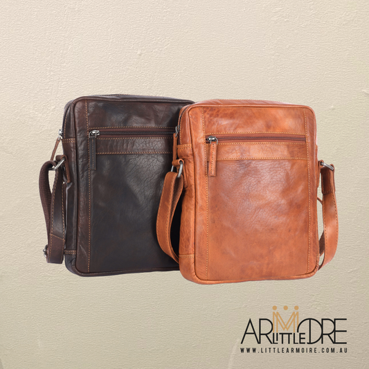 Unisex Structured Leather Crossbody Bag Danin - UARH2523