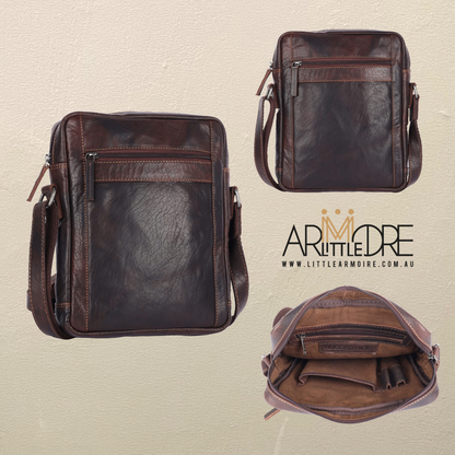 Unisex Structured Leather Crossbody Bag Danin - UARH2523