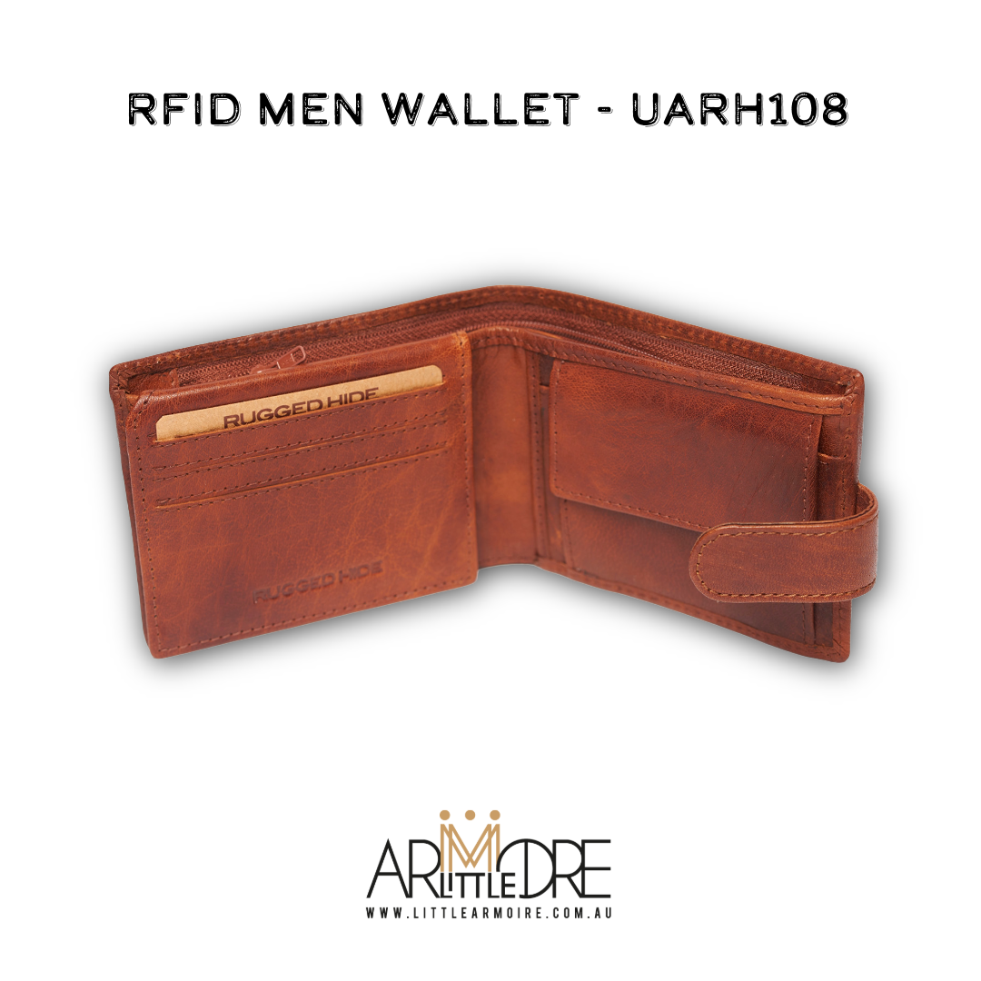 Men's Leather Wallet with Tab and Coin UARH108