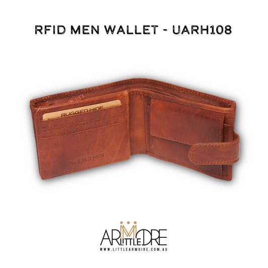 Men's Leather Wallet with Tab and Coin UARH108