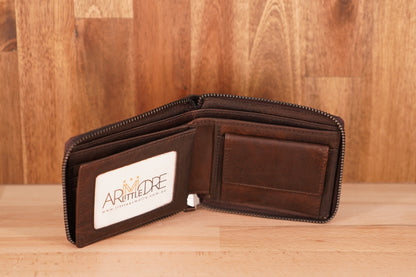 LA6001 Zipped Around Leather Wallet