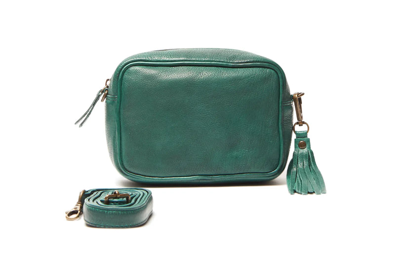 Green leather 2025 cross body bag
