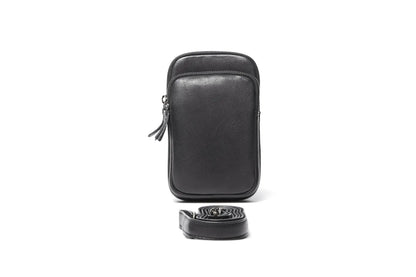 LA574 Soft Leather Mobile Phone Pouch with Two Zip Pockets