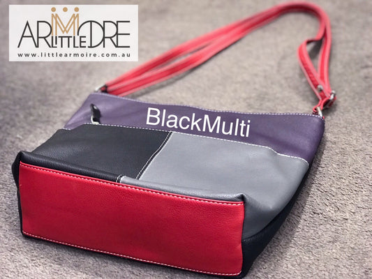 Franco Bonini FB-112 Multi Coloured Top Zip Leather Shoulder Bag - Little Armoire - Online Leather Goods Store Australia