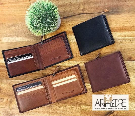 Two Tone Leather Wallet with Coin UARH3181