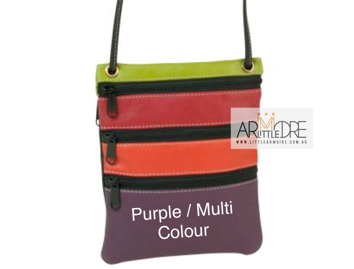 Multi Coloured Small Soft Sling Leather Bag UAFB144