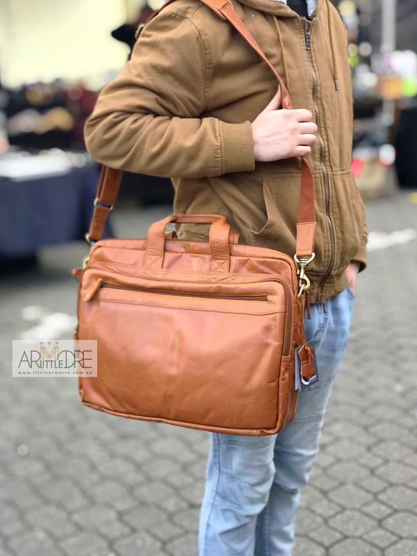 Oran Leather OB-23082 Vince Business Leather Laptop Bag