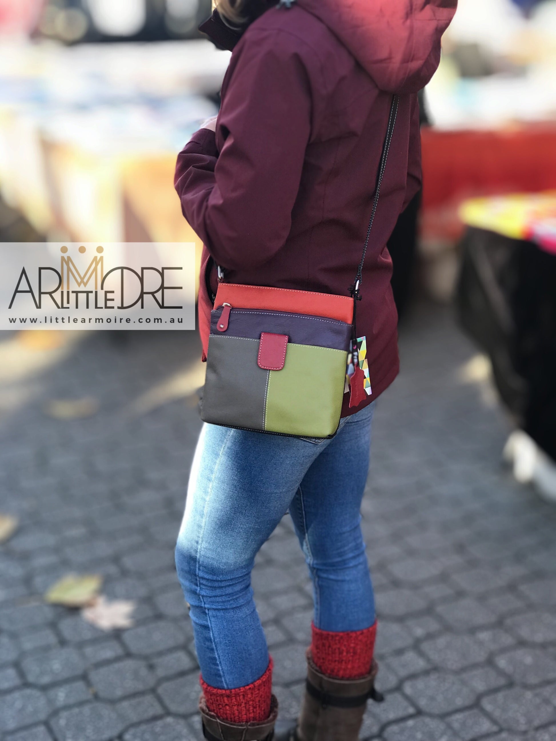 Franco Bonini FB-12242 Multi Coloured Small Leather Shoulder / Cross Body Bag - Little Armoire - Online Leather Goods Store Australia