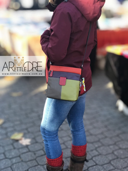 Franco Bonini FB-12242 Multi Coloured Small Leather Shoulder / Cross Body Bag - Little Armoire - Online Leather Goods Store Australia