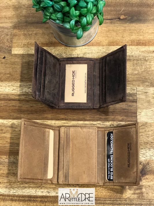 Tri-Fold Hunter Leather Wallet Sid UARH8195