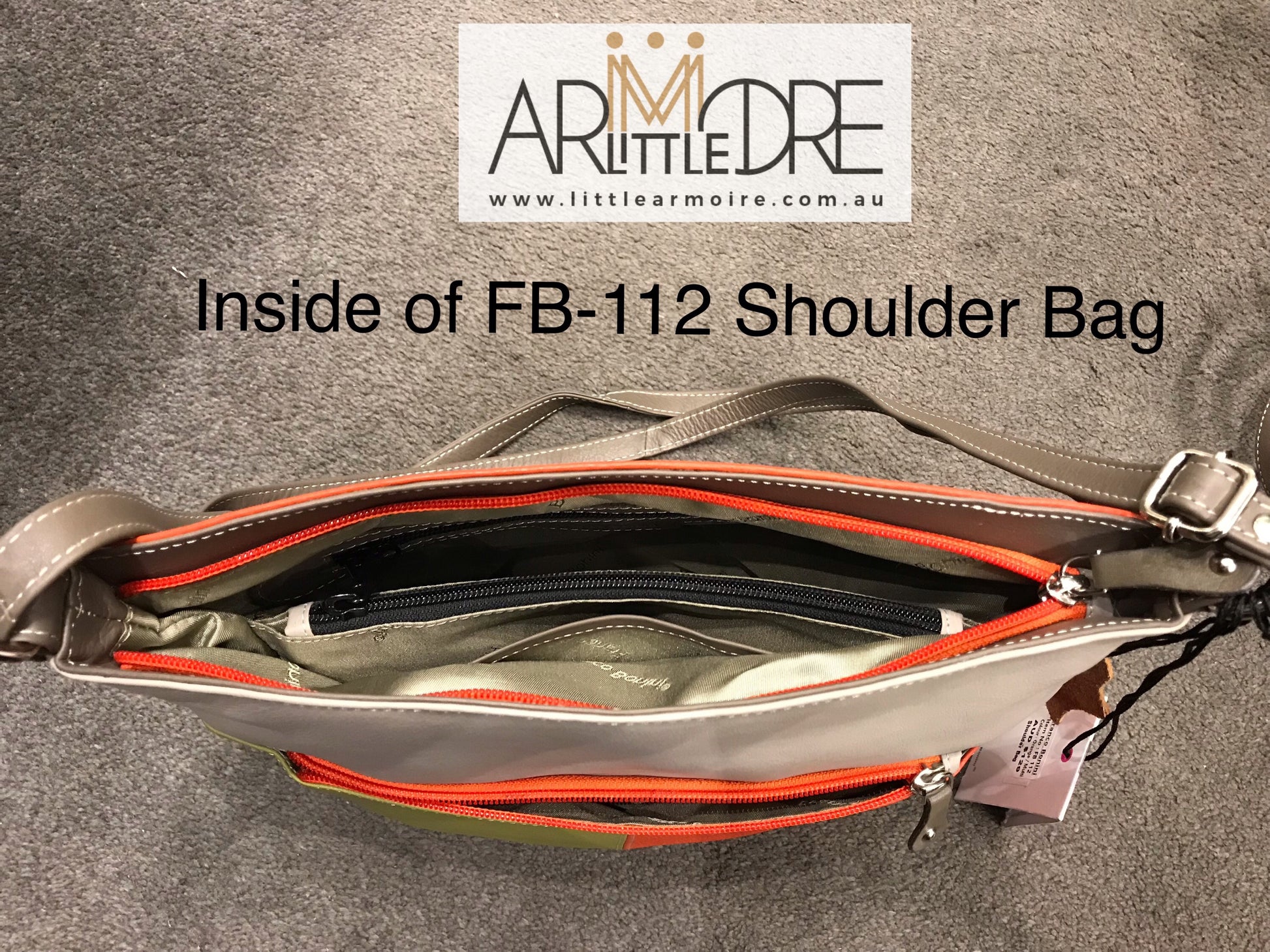 Franco Bonini FB-112 Multi Coloured Top Zip Leather Shoulder Bag - Little Armoire - Online Leather Goods Store Australia