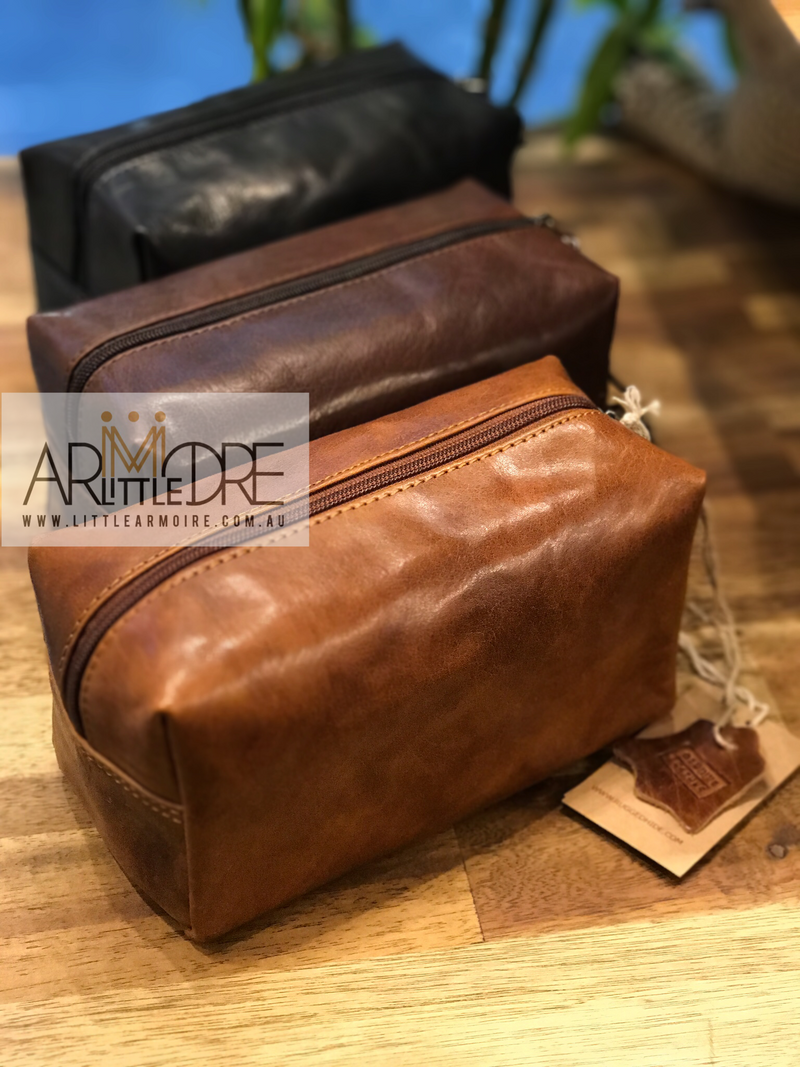 Men's leather toiletry bag australia best sale