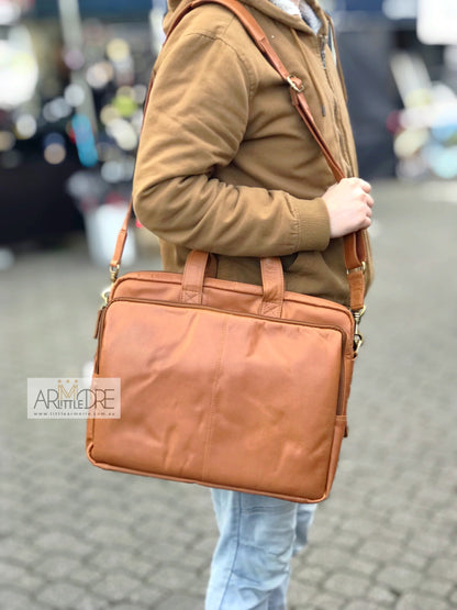 LA28032 Business Leather Laptop Bag