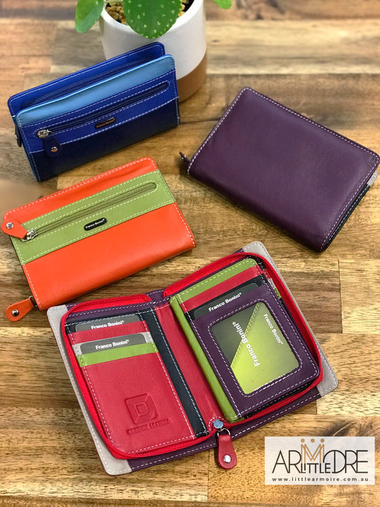 FB-4181 Small Zip around Soft Leather Multi Colour Wallet