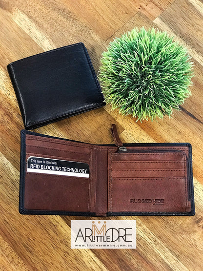 Two Tone Leather Wallet with Coin UARH3181