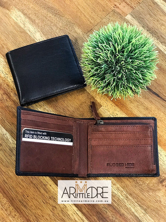 Two Tone Leather Wallet with Coin UARH3181