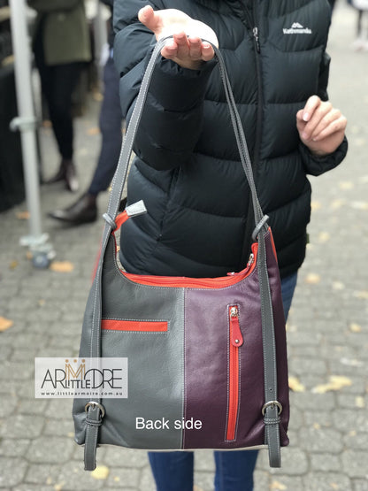 Convertible Leather Shoulder Bag / Backpack UAFB207